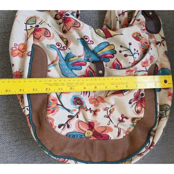 LUCKY BRAND Canvas & Leather Colorful Floral Backpack Shoulder Bag - Picture 3 of 12